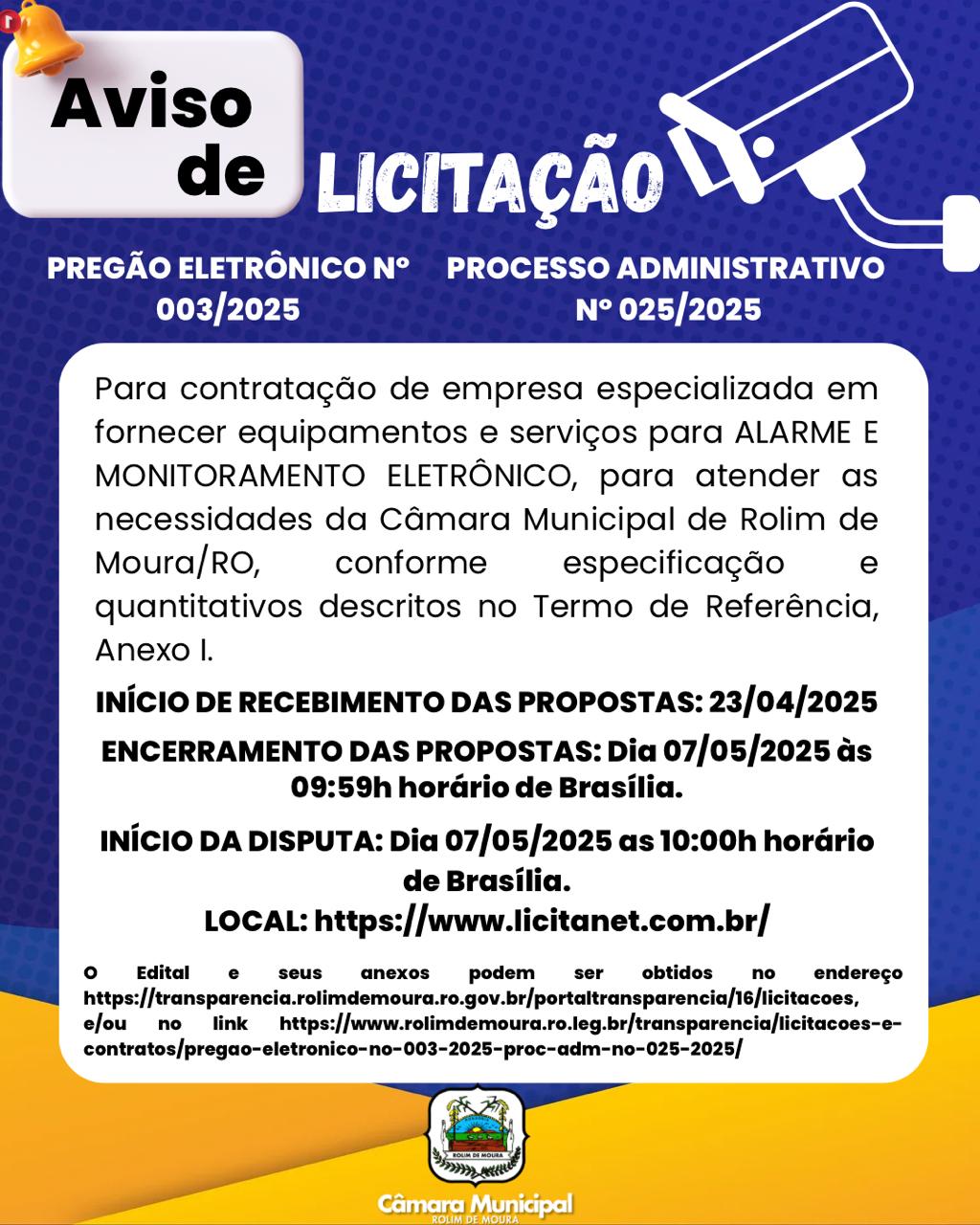 AVISO DE LICITAÇÃO