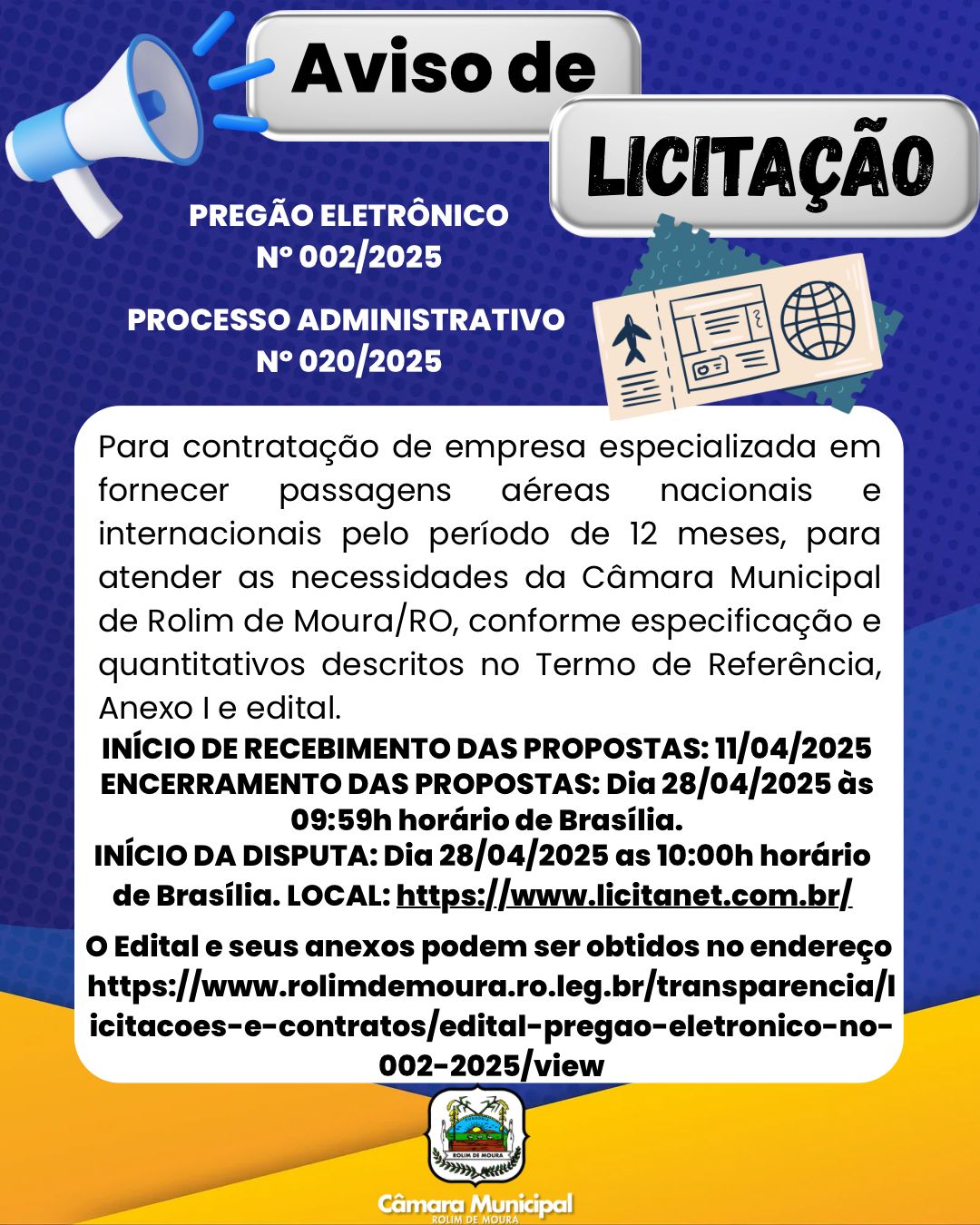 AVISO DE LICITAÇÃO