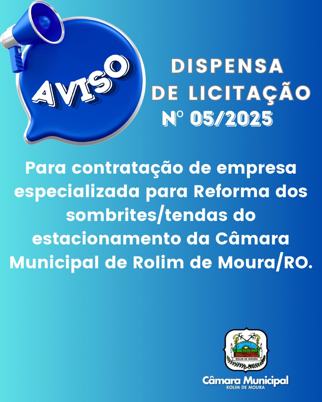Aviso dispensa de licitação nº 05/2025