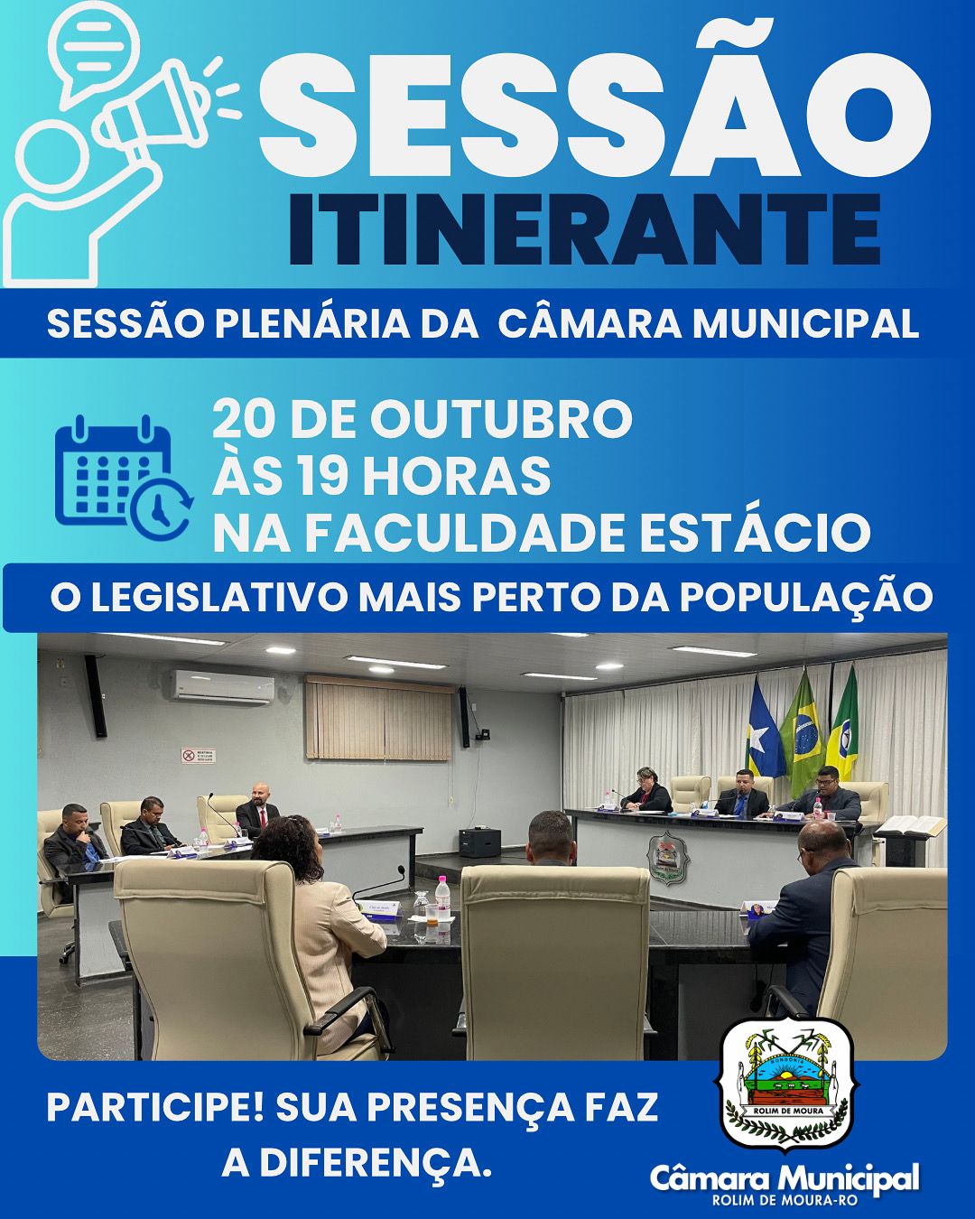 Câmara de Rolim de Moura realizará Sessão Itinerante na Faculdade Estácio