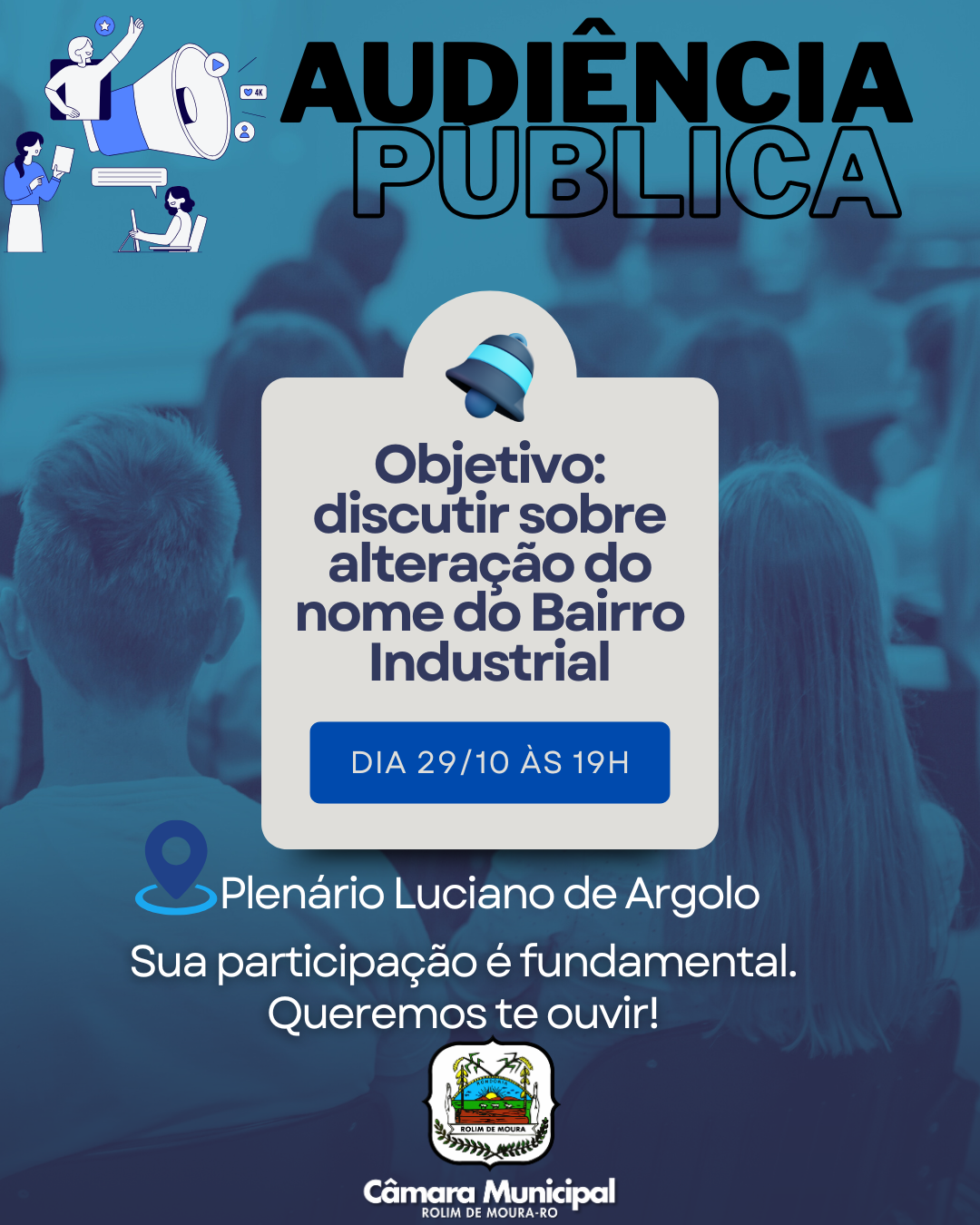 Câmara Municipal convida os moradores do Bairro Industrial para participar da Audiência Pública