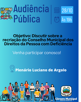 Convite à População para Audiência Pública para discutir sobre a recriação do Conselho Municipal dos Direitos da Pessoa com Deficiência