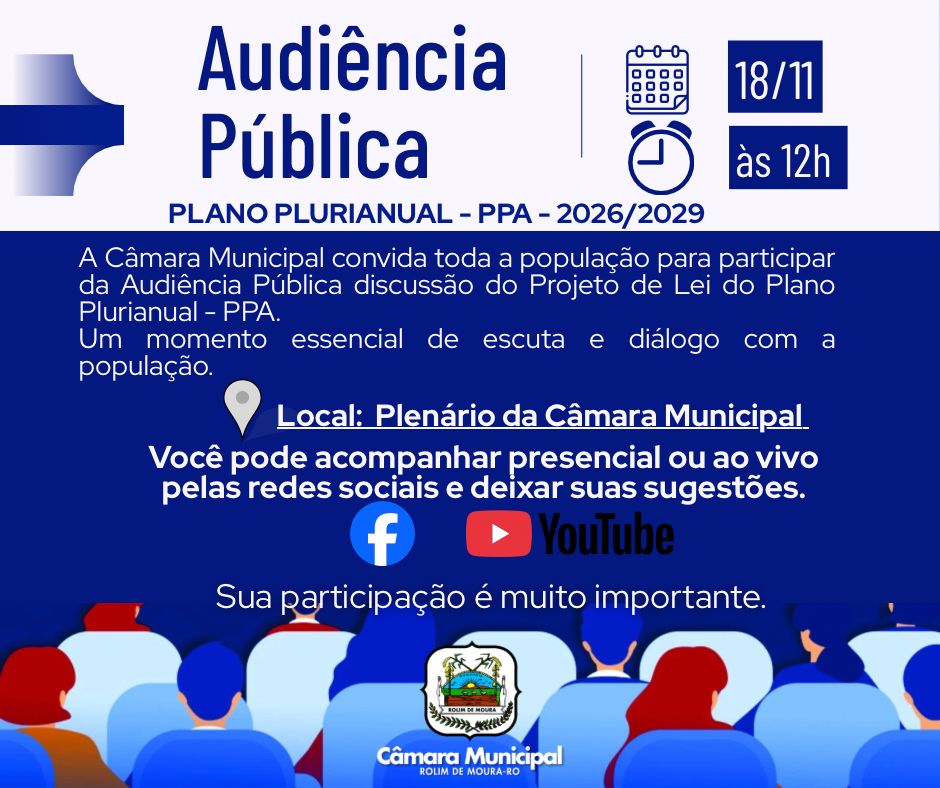 Participe da Audiência Pública do Plano Plurianual – PPA 2026/2029
